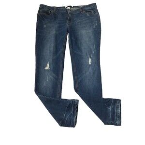 Kenneth Cole Reaction Jeans Women’s Size 14 Skinny Distressed Medium Wash Denim
